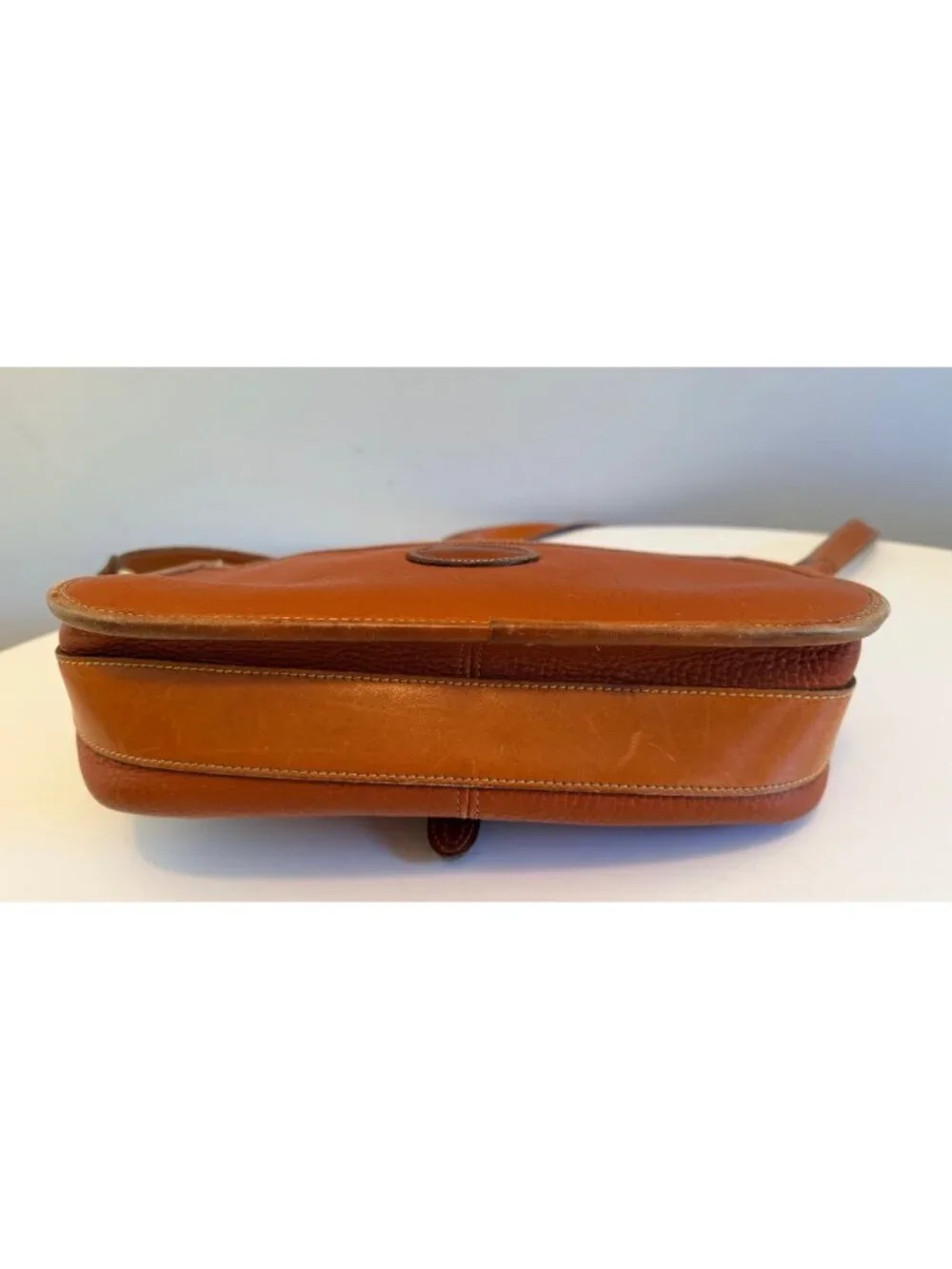 Vintage Dooney & Bourke Equestrian Crossbody Bag in British Tan Pebbled Leather